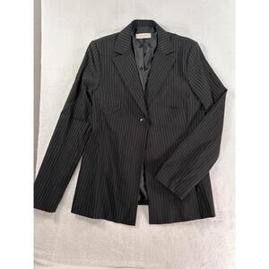 Portmans Australia Blazer US 10 AU 14 Pinstriped Black Womens Lined One Button